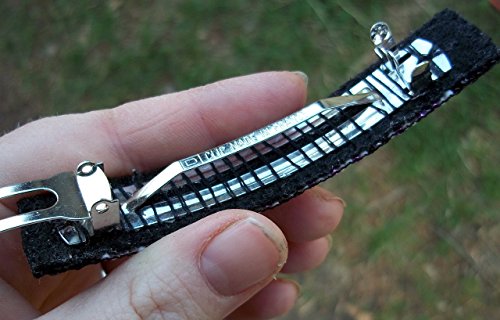 Purple and Silver Tribal Arrows Geometric Loom Beaded Large Barrette Handmade
