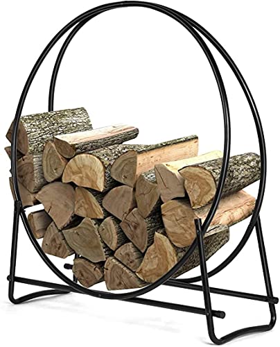 Squareful Firewood Rack, Tubular Solid Steel Log Hoop, Wood Storage Holder for…