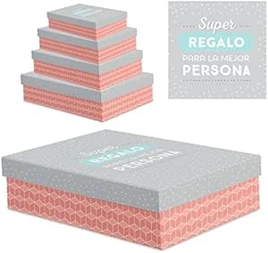 DCASA Juego 4 cajas regalo diseño frases SUPER : Amazon.es ...