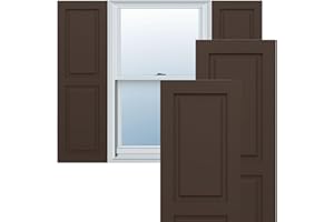 EKENA MILLWORK 12"W x 26"H True Fit PVC Two Equal Raised Panel Shutters, Raisin Brown (Per Pair - Hardware Not Included)