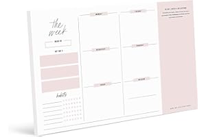 Bliss Collections Weekly Planner, Simple Pink, Undated Tear-Off Sheets Notepad Includes Calendar, Organizer, Scheduler for Goals, Tasks, Ideas, Notes, To Do Lists and Habit Tracker, 6"x9" (50 Sheets)