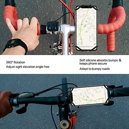 Bike Phone Mount,VUP [Detachable] Silicone Phone Stand for Bicycle,360° Rotation,Face & Touch ID,Universal Motorcycle Phone Mount for iPhone XS MAX/XR/X/8P/7/7P,Galaxy S10/S9/S8,Google Pixel,Nubia,LG - Thumbnail 3