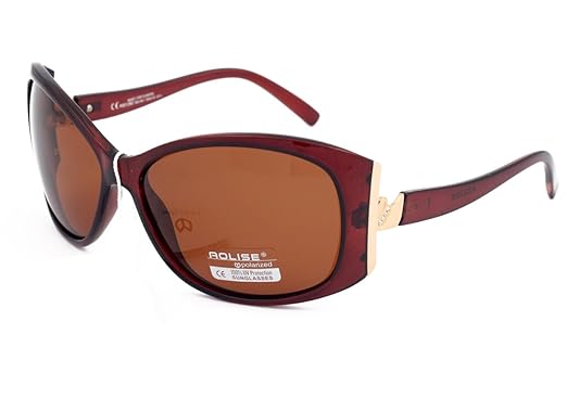 AOLISE polarisierte Sonnenbrille für Frauen Drivers Light Amber Linsen, Braun Kunststoff Rahmen Blendschutz Filter Kategorie 