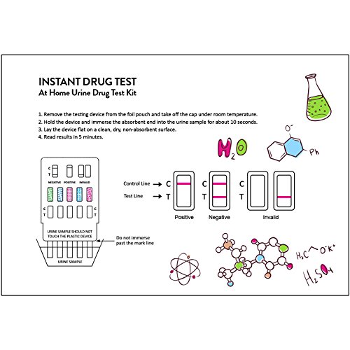 EZ Level 6 Panel Instant Urine Drug Test Multi-Drug Testing Kit Screen Dip Card (5 Tests)