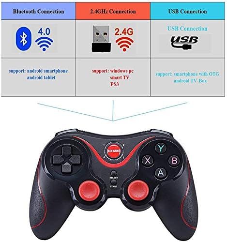 Maegoo Mando Inalámbrico para PC PS3, 2.4G Bluetooth Game Controller Gamepad Joystick Inalámbrico con Soporte de Teléfono para Android Smartphone Xiaomi Huawei Samsung PC Windows PS3 Smart TV 6 513EgYRPfPL. AC