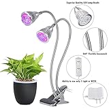 Amats Premium Dual Head LED Grow Light 10W LED Grow Lamp W 360 Adjustable Gooseneck LED Grow Lights for Indoor Plants, Plant Growing, Hydroponic Garden, Greenhouses, Gardening, Office (Silver)