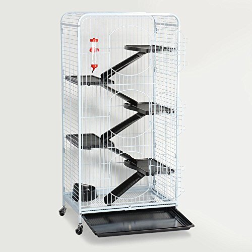 go2buy Metal 3 Doors Rats Rabbit Ferret Cage Playpen, 25.2 x 16.9 x 51.6 Inches (White)