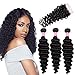 3 Bundles with Closure Brazilian Hair 8a Deep Wave Bundles with Free Part Lace Closure Virgin Human Hair with Closure (14 16 18 + 12)