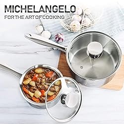 MICHELANGELO Stainless Steel Saucepan Set 1Qt