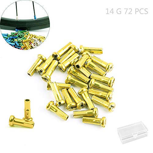 Juland 72 PCS Alloy Spoke Nipples Bike Spoke Nipples End Tips Nipples End Caps Wheel Spoke Nipples Decor for Mountain Road Bicycles 14G - Gold - Thumbnail 4