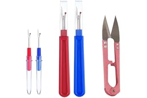(Red-blue) - APUXON Seam Ripper and Thread Remover Kit, 2 Big and 2 Small Handy Stitch Ripper Sewing Tools and 1 Sewing Trimm