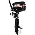 BJTDLLX 4 Stroke 6.5HP Outboard Motor, Outboard Motor Boat Engine, Heavy Duty Fishing Boat Engine Marine Engine with CDI Ignition/Water Cooling System Boat Motor (Fuel tank and Hoses Not Included)