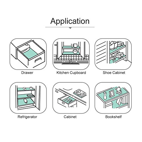 amorus 3 Rolls EVA Shelf Liners for Kitchen Cabinet Drawer Non-Adhesive Refrigerator Mats for Shelves Washable Pad Mat, 17.7 x 59 inches - Grey