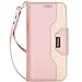 ProCase iPhone Xs/iPhone X Wallet Case, Flip Kickstand Case with Card Slots Mirror Wristlet, Folding Stand Protective Cover for 5.8 inch Apple iPhone Xs (2018) / iPhone X (2017) -Pink