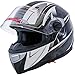 Mega Z Black White Dual Visor Street Bike Full Face Motorcycle Helmet DOT (Large)