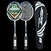Jinque Badminton Rackets 2-player Beginners Practice Racquets Lightweight Badminton Racquets with Carrying Bag for Kids and Adults - Junior Training