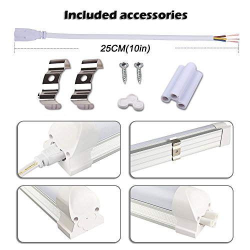 8FT Integrated LED Tube Light V Shape 72W (150W Fluorescent Equivalent), Works without T8 Ballast, Plug and Play, Clear Lens Cover, Cold White 6000K Pack of 6 - Thumbnail 3