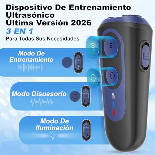 Dog Repeller, Anti Bark for Ultrasonic Dogs 3 Modes, Safe and Humane Device to Stop Barking, 15M Range, Portable with LED Flashlight, for Small, Medium, and Large Dogs