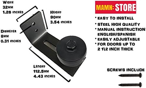 Black Bottom Guide Stay Roller Adjustable for Barn Door Hardware by MAMN