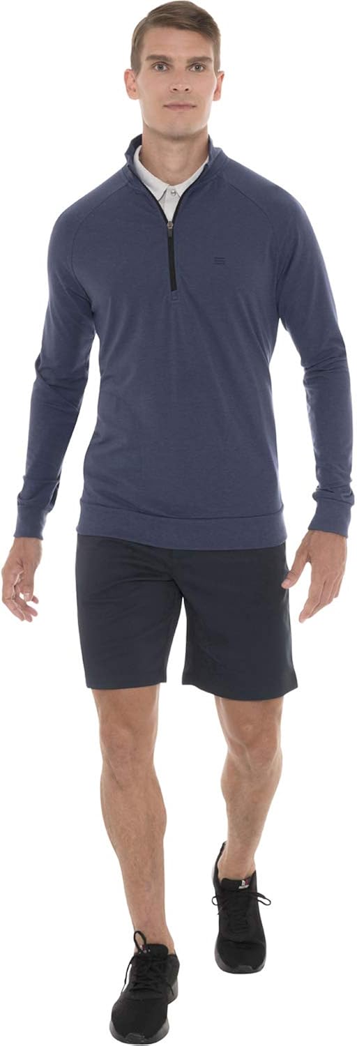 Mens Lightweight Dry Fit Pullover - Long Sleeve Half Zip Golf Jacket for Men: Clothing