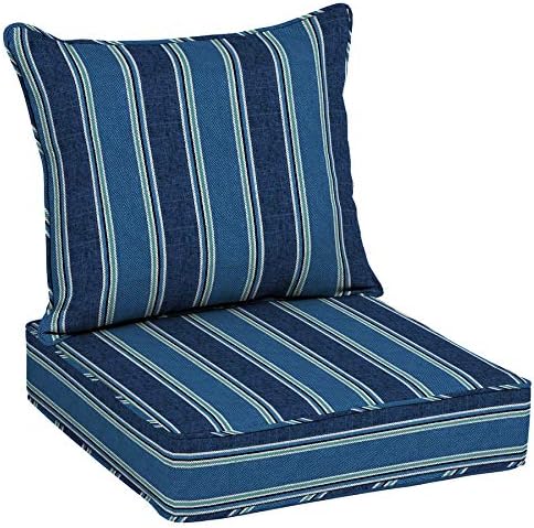 Amazon Com Allen Roth 2 Piece Blue Coach Stripe Deep Seat Patio