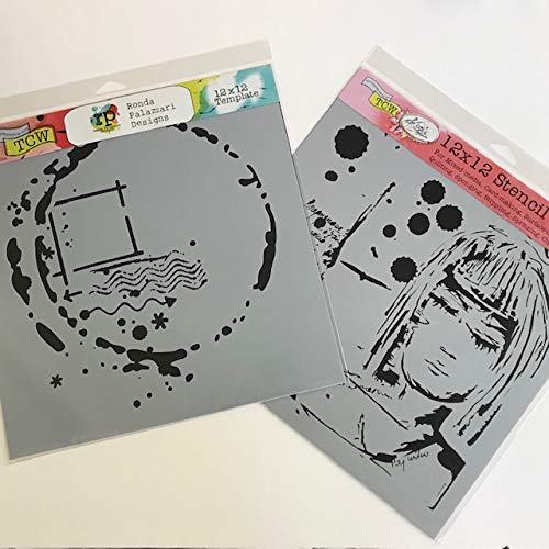 Crafter's Workshop Stencil 2 Pack, Reusable Stenciling Templates for Art Journaling, Mixed Media, and Scrapbooking - TCW605 Elliptic & TCW617 Dream Girl, 12 inch x 12 inch - Thumbnail 5