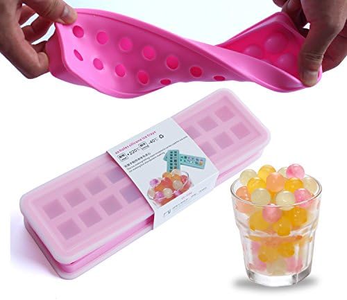 Silicone 20 cavities Ice Ball Ice cube mold DIY Silicone Ice Cube Sphere Tray Mold Mould Round Maker Pudding Jelly Bar Home (Pink , Set of 2 with lids)