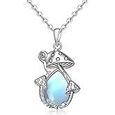 Jewlikee Mushroom Necklace for Women Sterling Silver Snail Moonstone Necklaces Moonstone Pendant Jewelry Mushroom Gifts