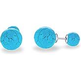 LONAGO Double Sided Turquoise Ball Earring Turquoises Stud Earrings Gift for Women (Turquoise)