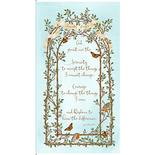 Serenity Prayer~Lt Aqua Panel 24x44 Inches~Cotton Fabric Quilting Treasures