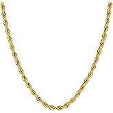 Toltry 14K Real Yellow Gold Twisted Rope Chain Necklace Diamond-Cut for Men & Women –Available 1.5 mm,2 mm,3.2 mm,4.2 mm, 16-36 Inch Lengths