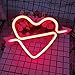 Neon Heart Signs Led Neon Lights up Sign Decorative Neon Wall Light for Girls Room (Lavender Cupid) (Red)