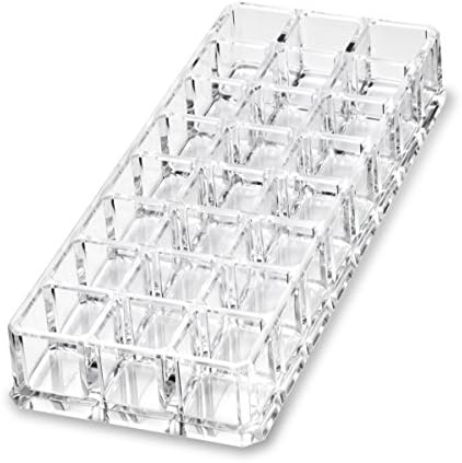 Cosmetic Acrylic Lipstick Organizer -Clear 24 Space Storage Beauty Organizer and Holder for all your Lipsticks by Coles Organic Supplies