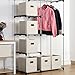 MAX Houser 6 Pack Foldable Fabric Storage Bins with Handles - Ideal for Closet Organization, Bedroom and Nursery（ Beige, 12