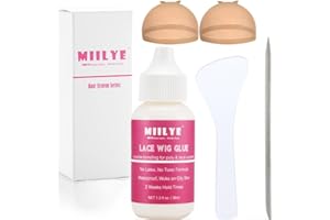 Wig Adhesive Glue, Invisible Waterproof MIILYE Hair Replacement Bonding Glue, Strong Hold for Lace Front Wig and Poly Hairpieces, Toupee, Cosmetic Hair Systems (Wig Glue for Lace Front Wig 1.3 fl oz)