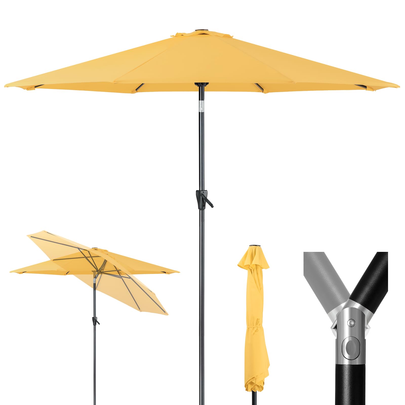 Tempera 7.5ft Patio Market Outdoor Table Umbrella with Push Button Tilt and Crank, Large Sun Umbrella with Sturdy Pole & Fade Resistant Canopy, Easy to Set, Yellow Image