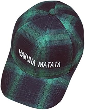 COOL99 Womens Cap, Women Men Letter Plaid Casquette Peaked Cap Baseball Cap UnisexHip Hop Flat Hat (A, Green)