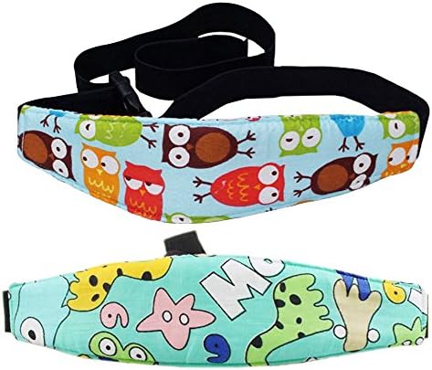 Nicole Area colored baby Kids Safety Neck Relief Car Seat Sleep Aid Head Support Belt Eliminates Pressure(2 PACK) (Owl+Sea)