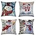 PSDWETS Christmas Tree Snowman Decorations Pillow Covers Set of 4 Christmas Winter Decor Throw Pillow Covers Cushion Cover 18 X 18