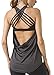 Queenie Ke Womens Sport 2 in 1 Tank Top Criss-Cross Straps Wild Tank Size S Color Black Pro