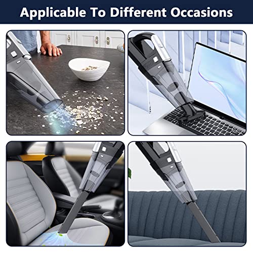 Handstaubsauger, 8000PA Kabellos Handstaubsauger Akku, 6000mAh Leistungsstarker Staubsauger Aufladbar Autostaubsauger mit 2 Waschbarer HEPA Filters, Kabellos Autostaubsauger für Haus, Auto,Tierhaare