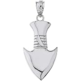 Polished 925 Sterling Silver Serrated Arrowhead Pendant