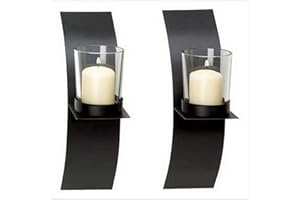 Gifts & Decor Modern Art Candle Holder Wall Sconce Plaque, Set of 2
