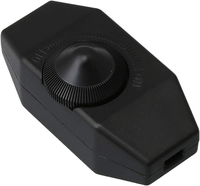 Mxfans Black Inline 100W Manual Light Knob Dimmer Switch for Lamps Lights Plastic, 7x3.3x3.4cm/2.76x1.3x1.34Inch(LxWxT)