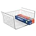 mDesign Under Shelf Hanging Wire Storage Basket for Kitchen Pantry - Silver