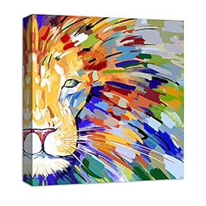 Canvas Wall Art Abstract Original Design Animals Painting Artwork for Home Prints Framed - 12x12 inches