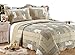 All For You 3-Piece Reversible Bedspread/Coverlet/Quilt Set-Beige, Pink, Burgundy and sage Green Prints, 100