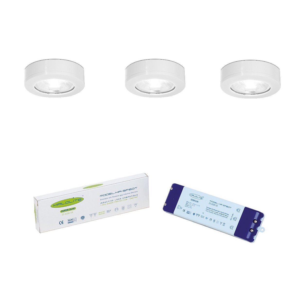 White 4 Pack of Halolite G4 Polycarbonate Fixed 20W Halogen