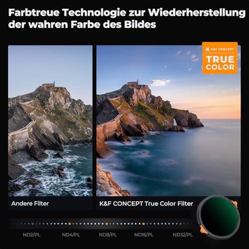 K&F CONCEPT Nano-X True Colour ND Filter 67 mm Polarising Filter & ND2-ND32 (1-5 Stops) 2-in-1 Multifunctional CPL & Grey Filter