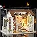 Flever Dollhouse Miniature DIY House Kit Creative Room with Furniture for Romantic Gift (Happy Time Plus Dust Proof Cover)
